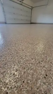 Full flake epoxy garage floor with durable polyaspartic topcoat