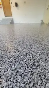 Epoxy garage floor with full broadcast flake system