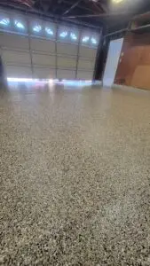 Decorative full flake epoxy garage floor coating system