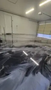 Decorative metallic epoxy garage floor coating